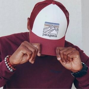 Patagonia Burgundy and White Trucker Hat